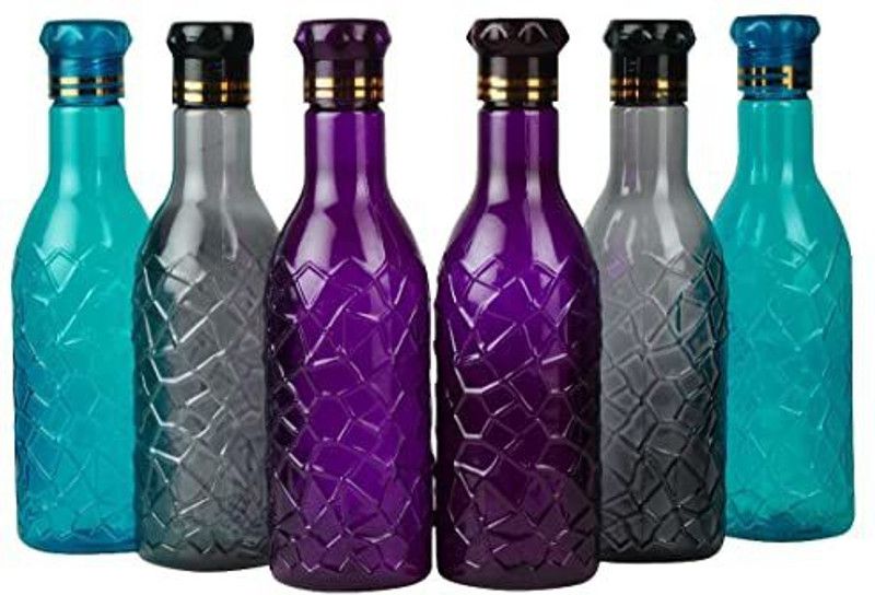 RADHE ENTERPRISE MARINA WATER BOTTLE PACK OF 6 BPA FREE 1 LTR FRIDGE WATER BOTTLE - (MULTICOLOUR) 1000 ml Bottle  (Pack of 6, Multicolor, PET)