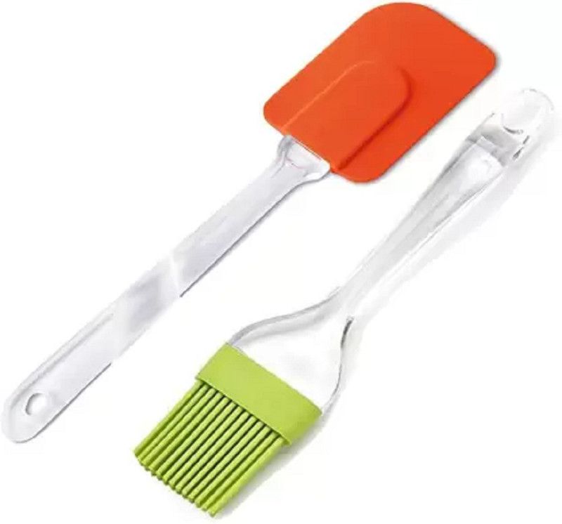 HITECH KITCHEN PASTRY TOOLS SILICON BRUSH AND SPATULA BAKING SCRAPER CREAM BUTTER HANDLED CAKE SPATULA COOKING CAKE BRUSHES KITCHEN UTENSILS Kitchen Tool Set  (Brush, Spatula)