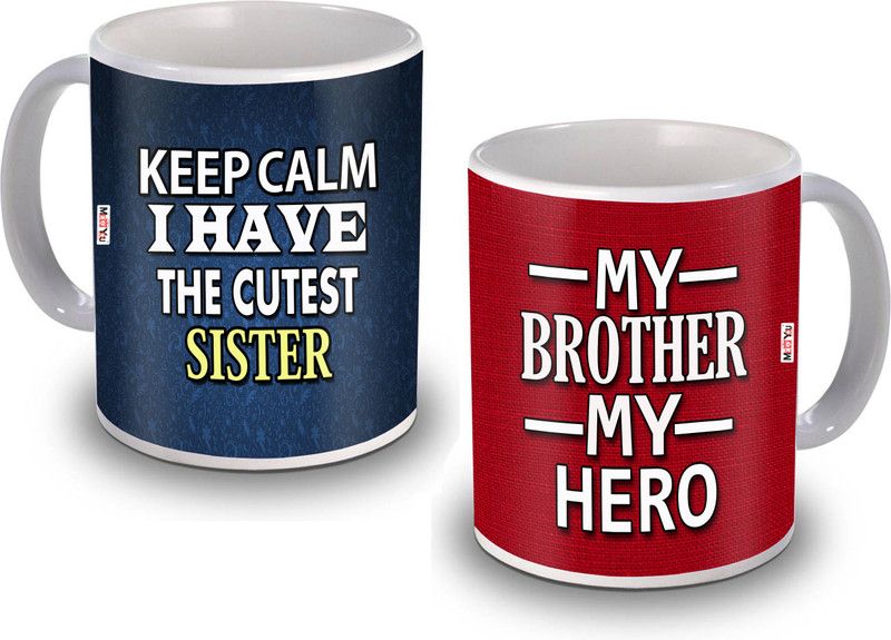 ME&YOU IZ19BrotherSisterCombo2MU-64 Ceramic Coffee Mug  (325 ml, Pack of 2)