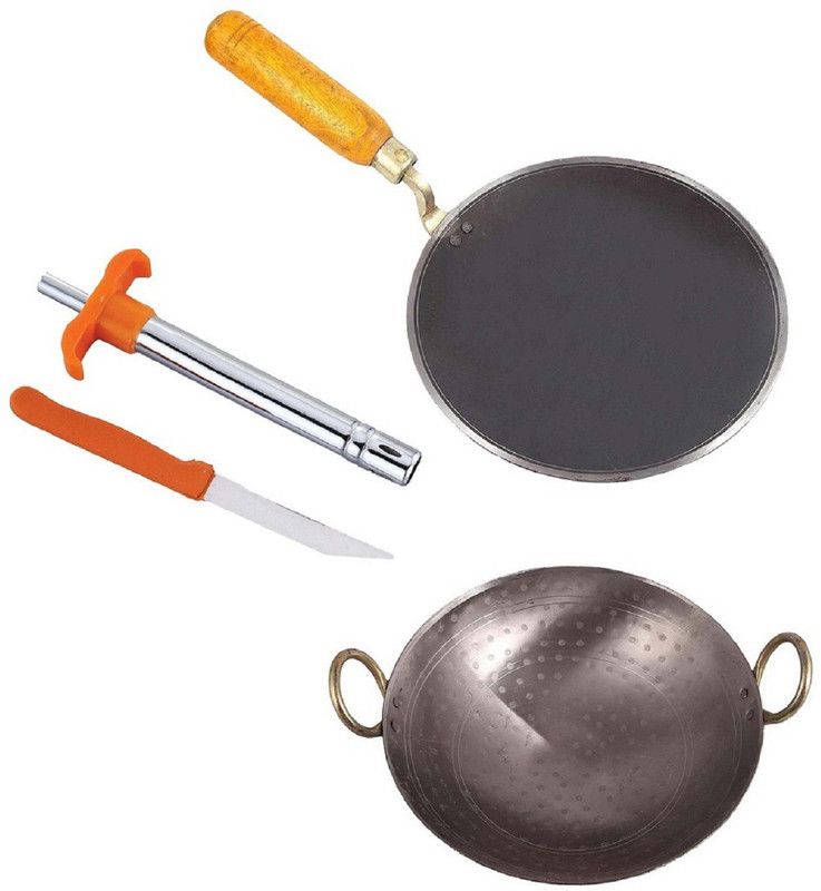 KITCHEN SHOPEE Kadhai 22.86 cm, 22.86 cm diameter 2 L capacity  (Iron)