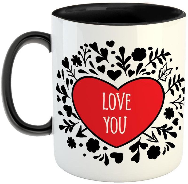 FABTODAY Love You Coffee - Best Gift for Husband, Boyfriend, Girlfriend, Wife, Valentines Day - Color - Black (0585) Ceramic Coffee Mug  (350 ml)