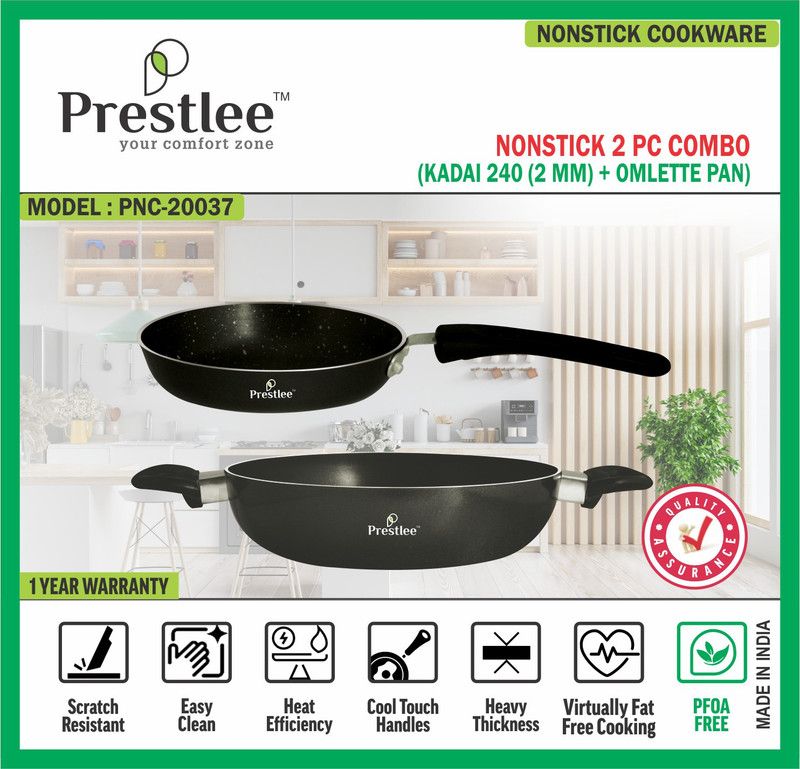 Sabari Prestlee PNC-20037 Non-Stick Cookware/Kadhai/Kadai/Kadhai Set/Deep Kadhai Non-Stick Coated Cookware Set  (Aluminium, 1 - Piece)