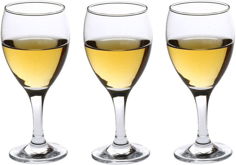 1st Time (Pack of 3) Royal Wine Glass, Set Of 3, 200 ML, Transparent -Bk491 Glass Set Wine Glass  (200 ml, Glass, Clear, White)