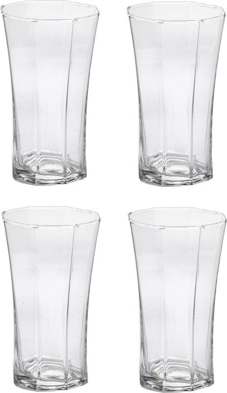 Somil (Pack of 4) Multipurpose Designer But Transparant Four Glass Set No_2136 Glass Set Water/Juice Glass  (330 ml, Glass, Clear)