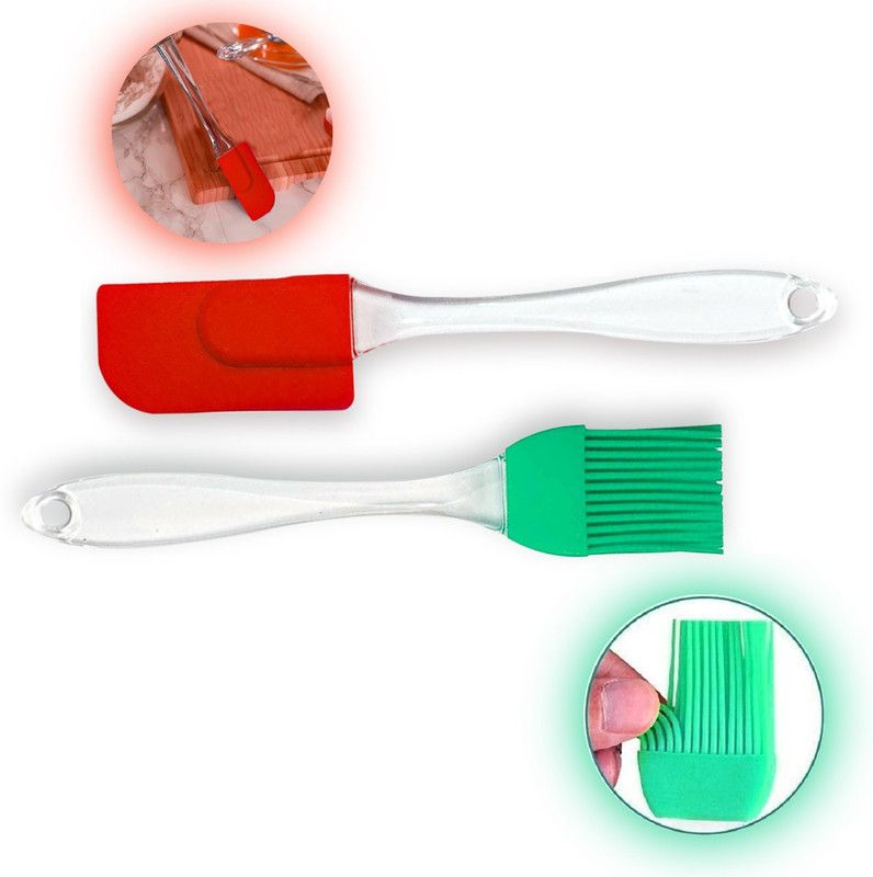 BadiWal Silicone Oil Brush and Spatula silicone., plastic. Flat Pastry Brush  (Pack of 2)