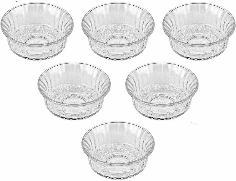 ice bowl set serving fruits, candy, Dry-fruits, Sweets Disposable Dessert Bowl Glass Disposable Salad Bowl  (Clear, Pack of 6)