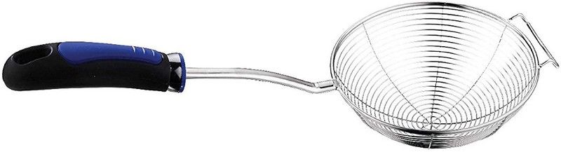 Giffy ® Stainless Steel Solid Skimmer Basket with Long Handle for Everyday Frying Steaming and Scooping Strainer  (Multicolor Pack of 1)