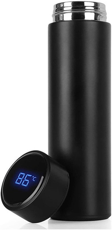 AFRODIVE temperature water bottle display I LED indicator water bottle hot & cool 500 ml Bottle  (Pack of 1, Black, Steel)