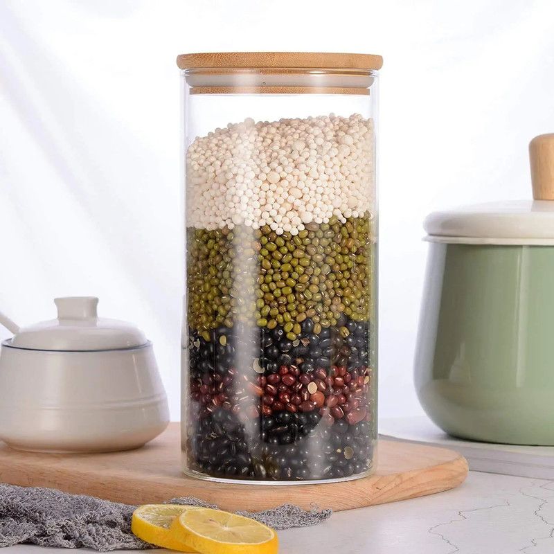 ANOXA Glass Grocery Container - 1400 ml  (White)