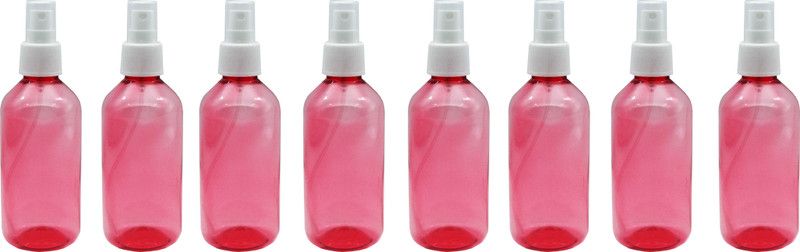 Harspet 200ml Empty Refillable Reusable Mist Spray Red Bottle Set of 8 200 ml Spray Bottle  (Pack of 8, Red, PET)