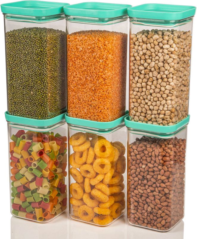 QZICOM Plastic Grocery Container - 1200 ml  (Pack of 6, Blue)