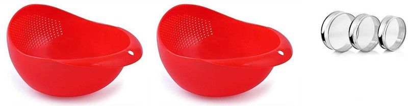 R.sons Rice Pulses Fruits Vegetable Noodles Pasta Washing Bowl & Strainer Colander  (Multicolor)