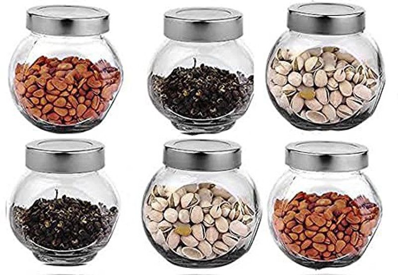 Oupstrive Glass Grocery Container - 200 ml  (Pack of 6, Multicolor)