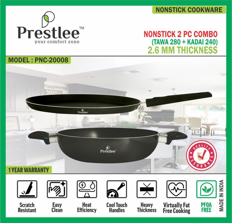 Sabari Prestlee PNC-20008 Non-Stick Cookware/kadhai/Flat Tawa/nonstick tawa with handle Non-Stick Coated Cookware Set  (Aluminium, 1 - Piece)