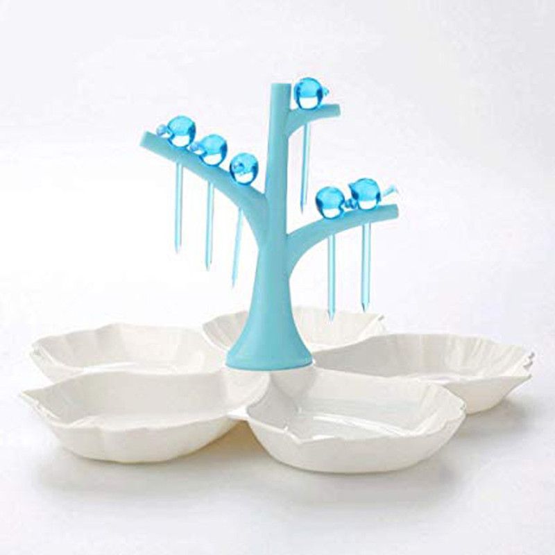 FAINLIST Creative Little Bird Shape Fruit Fork Snack Dessert Tree Fruit Candy Plates Plastic Fruit Fork  (Pack of 1)