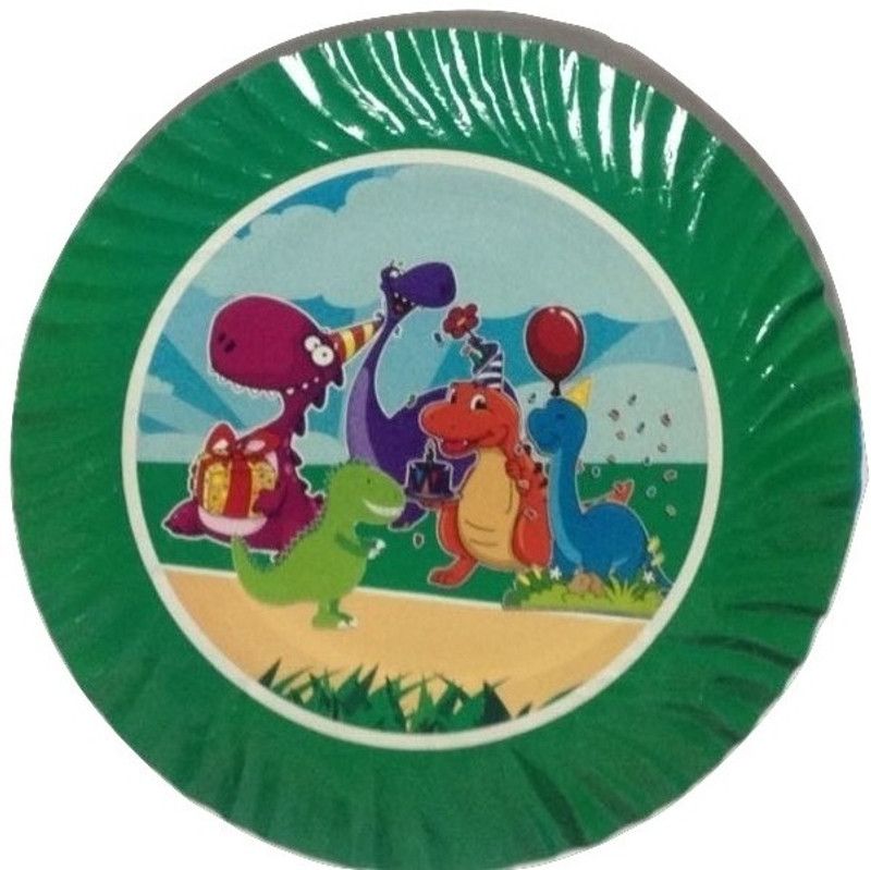 FUNCART Funcart Barneys Dino Theme 9'' paper plates (10pcs) Plate  (Pack of 10)