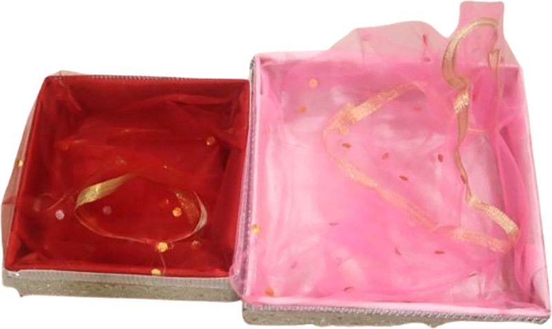 anagha Wooden, Silk Fruit & Vegetable Basket  (Red, Pink)