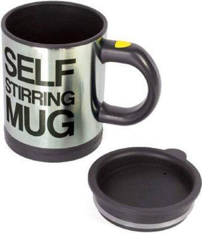 SK SON Auto Mixing Self Stirring Stainless Steel Coffee Stainless Steel Coffee Mug  (400 ml)