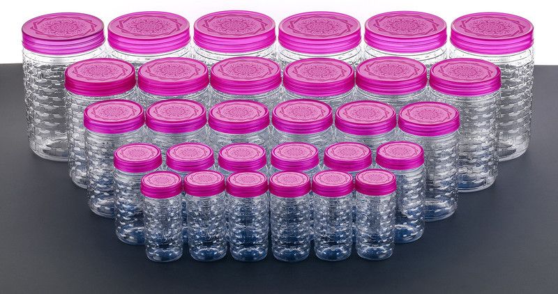 NEXIUM Plastic Grocery Container - 250 ml, 300 ml, 650 ml, 1200 ml, 2000 ml  (Pack of 30, Pink)