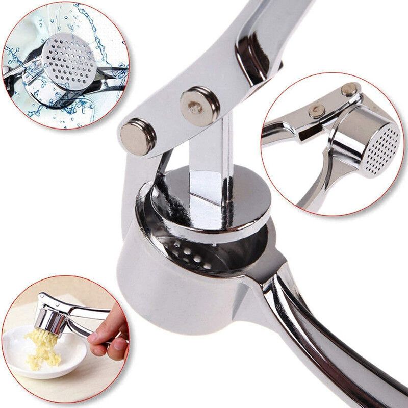 GENIYO Garlic Press / Ginger Crusher Peeler / Garlic Presser Chopper / Food Grade With Dishwasher Safe / Easy To Clean / Garlic Chopper / Lemon Squeezer Tool (Silver) Garlic Press  (Silver)