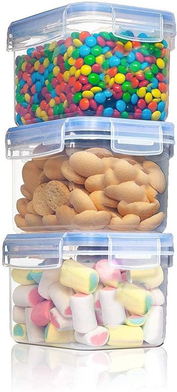 FoxGlow Airtight Container Set for Fridge - Airtight Food Storage 1300ml - 3 pc - 1300 ml Plastic Fridge Container  (Pack of 3, Clear, Clear)