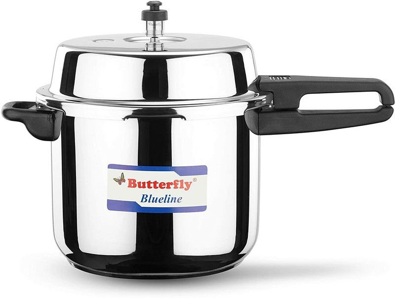 Butterfly Blue Line Outer Lid 10 L Induction Bottom Pressure Cooker  (Stainless Steel)