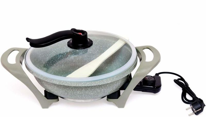 Hiki Ziki Fry Pan 32 cm diameter with Lid 3.5 L capacity  (Aluminium, Non-stick, Induction Bottom)