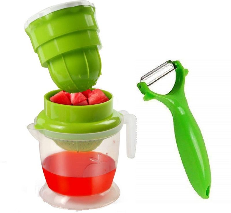 Plastic Hand Juicer Plastic Hand Juicer Mini 2 in 1 Hand Press Manual Juicer, with y shaped peeler.  (Multicolor)