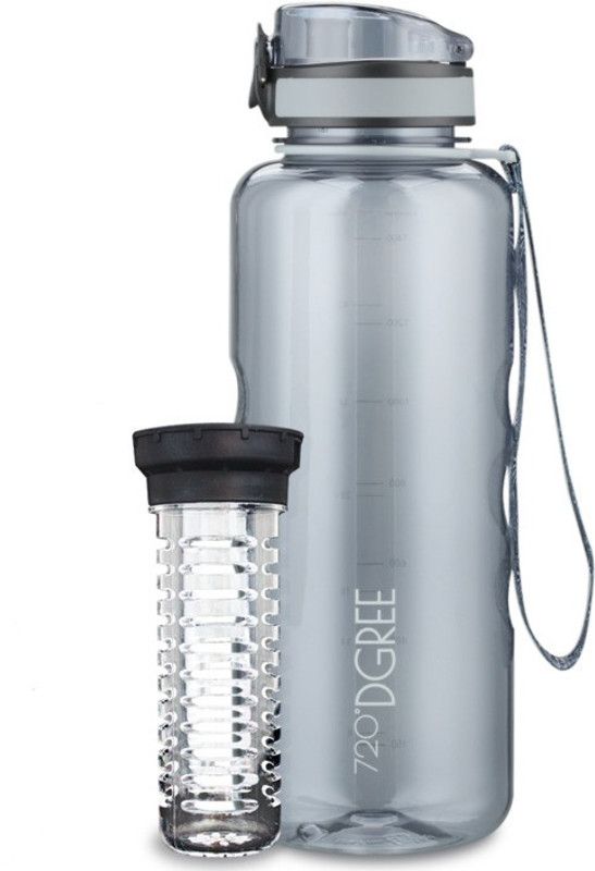 720°DGREE Fruit Infuser Sports Water Bottle | Detox Sipper for Kids & Adults 1500 ml Bottle  (Pack of 1, Grey, Tritan)