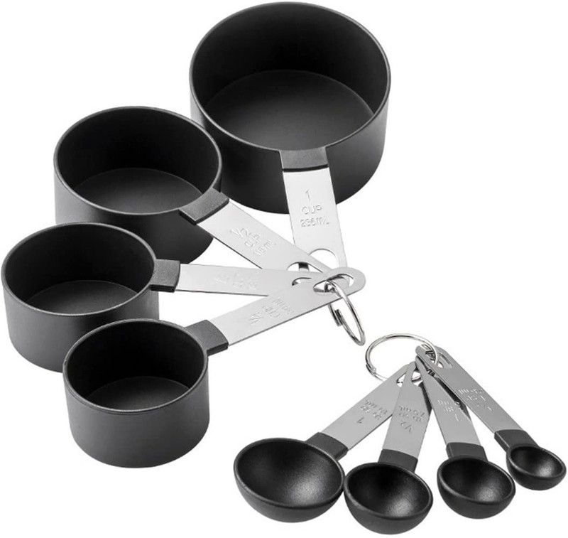 MobFest ® Food Grade BPA Free 8 Pcs Measuring Cup and Spoon Set with Stainless Steel Handle, Dishwasher Safe  (500 ml)