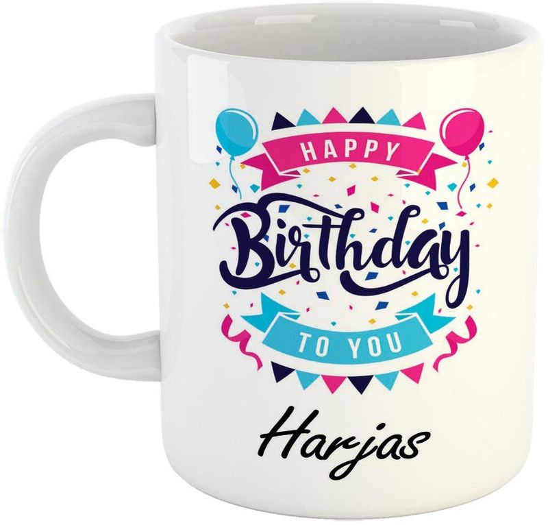 FABTODAY Best Personalised Gift for Birthday, Name - Harjas Ceramic Coffee Mug  (350 ml)