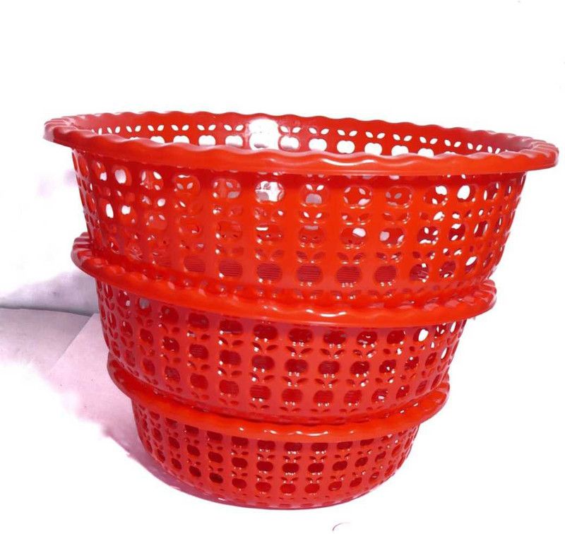 Krishna Enterprises Plastic Fruit & Vegetable Basket  (Red)