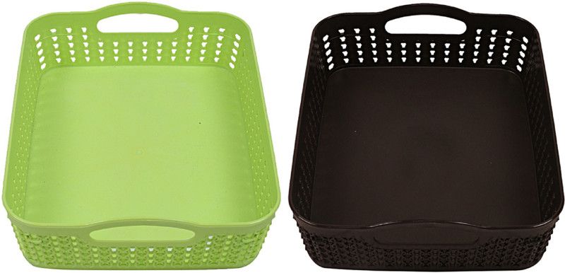 KUBER INDUSTRIES Plastic Plastic 2 Pieces Multipurpose Storage Basket Set (Multi) Storage Basket  (Pack of 2)