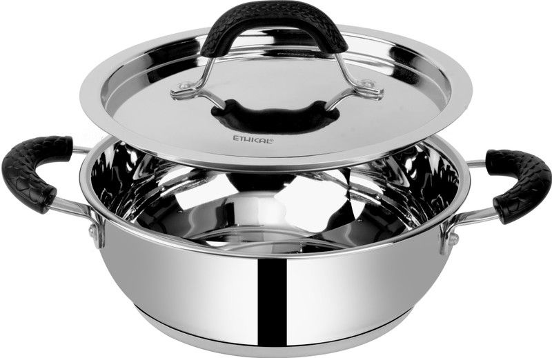 Ethical Stainless Steel Encapsulated Bottom Kadhai with SS Lid Diameter 4.4 L / 28.5 CM Kadhai 28.5 cm diameter with Lid 4.4 L capacity  (Stainless Steel, Induction Bottom)