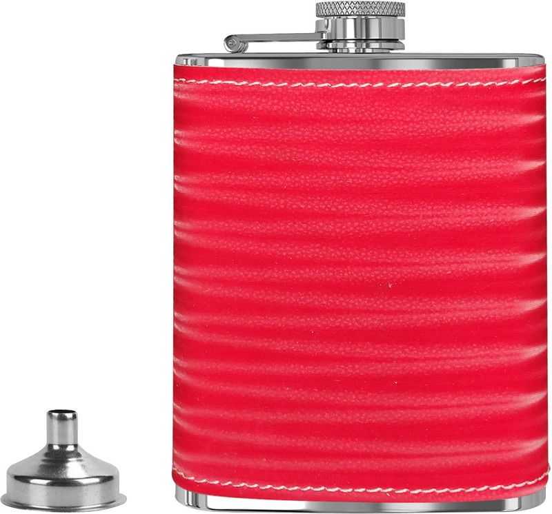 JMALL ™3D 7oz Red Flask for Liquor Alcohol Drinking Pocket Size Flask Stainless Steel Hip Flask  (207 ml)