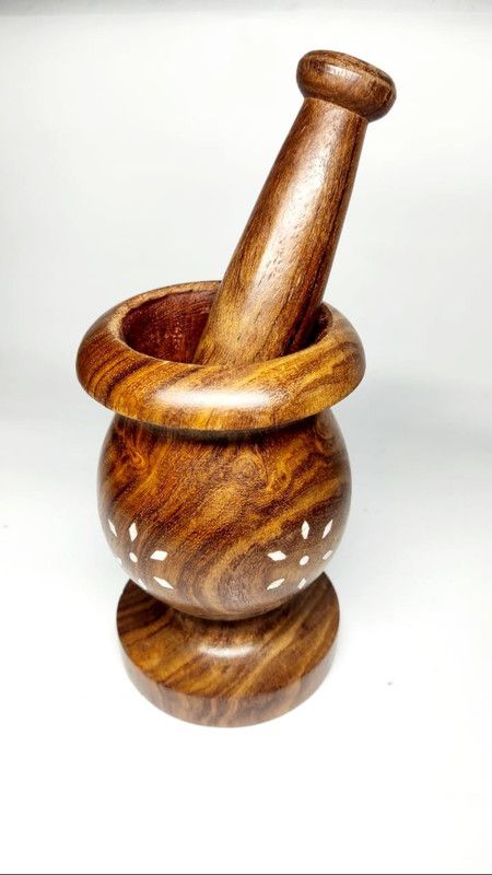 SMART KITCHEN Wooden Large Size Okhli Masher/Mortal/Pastel for Kitchen (Pestle and Mortar Set) Wood Masher
