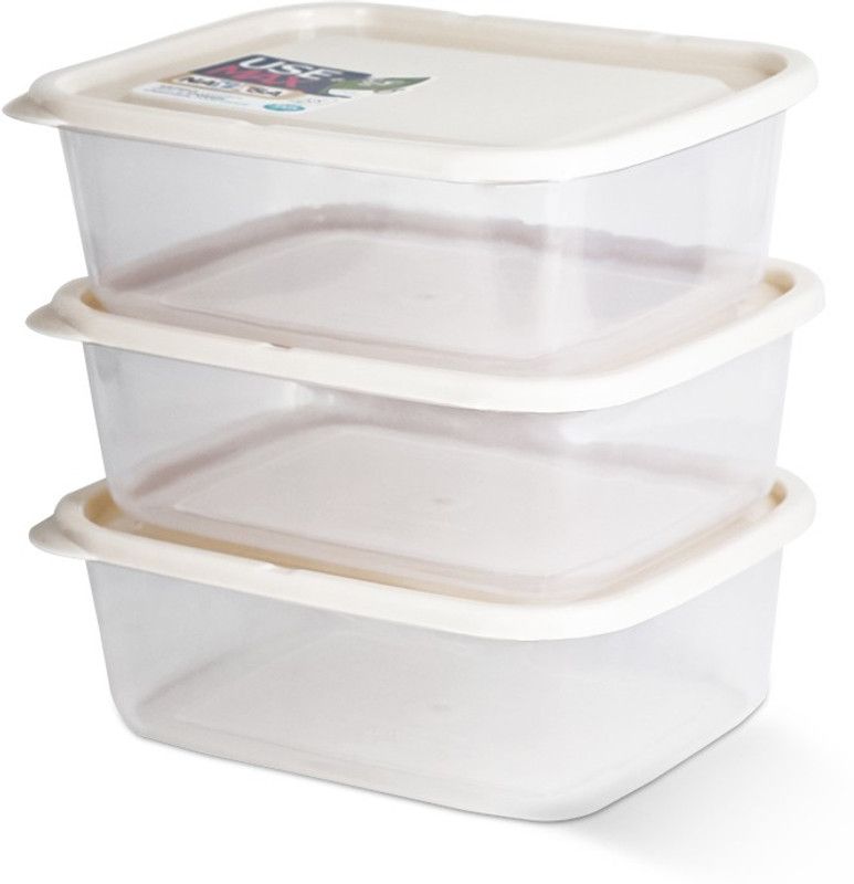 NAYASA Plastic Fridge Container - 2500 ml  (Pack of 4, White)
