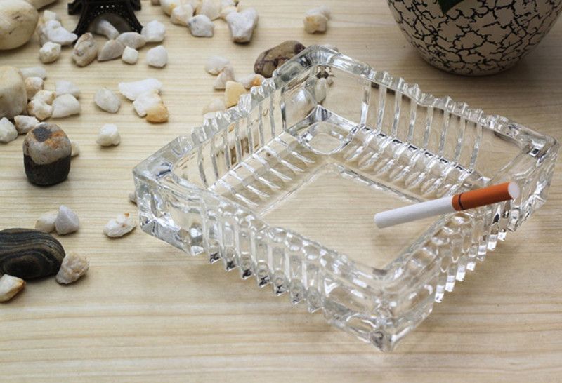 KINJAY Crystal Smoking Ash Tray For Home Decor, Living Room, Office, Cafe, Hotel Table Clear Glass Ashtray  (Pack of 1)