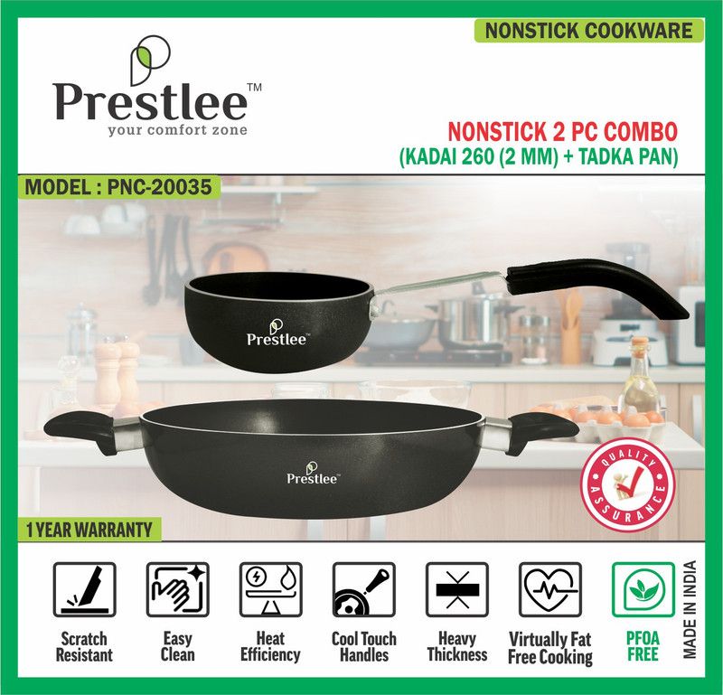 Sabari Prestlee PNC-20035 NonStick Cookware/Tawa Combo/Flat Tawa/Kadhai Set/Deep Kadhai Non-Stick Coated Cookware Set  (Aluminium, 1 - Piece)
