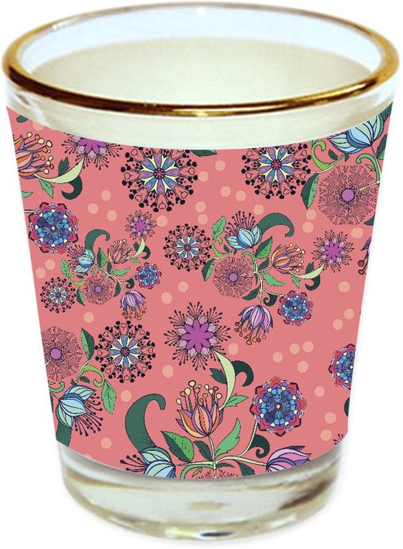 Sri Sai Shopping vodka shot glass floral design with golden rim for home and bar accessories 40ml (style-10050) Glass Shot Glass  (40 ml, Glass, Multicolor)