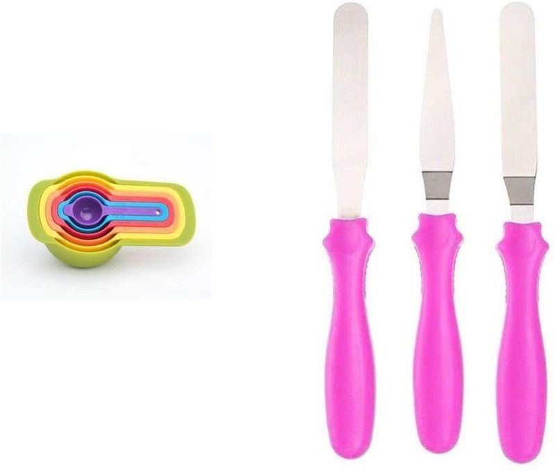 MOREL CAKE KNIFE SET 3-IN-1 MULTI-FUNCTION STAINLESS STEEL CAKE KNIFE SET AND 6 PIECE COLOURFUL MEASURING SPOON, KITCHEN TOOL SET Kitchen Tool Set  (Baking Tools)