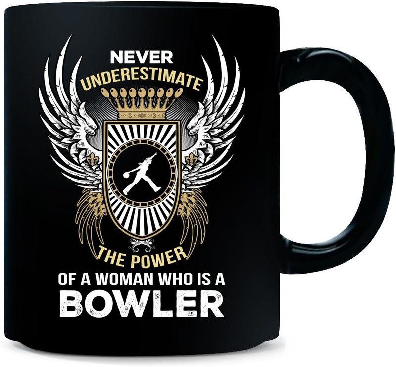 Gift Urself Never Underestimate The Power Of A Bowler - Ceramic Coffee Mug  (325 ml)