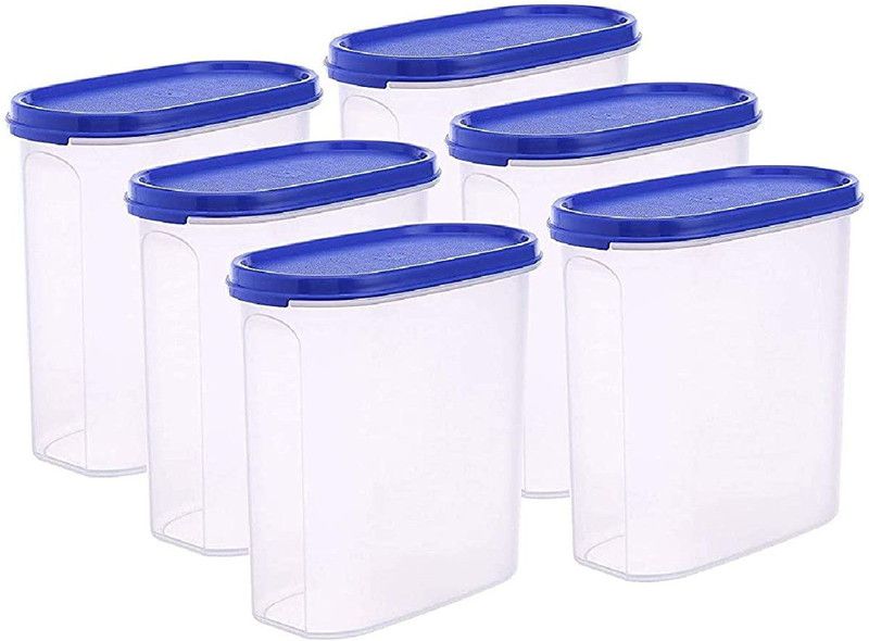 QUISTAL Plastic Grocery Container - 2000 ml  (Pack of 6, Blue, White)