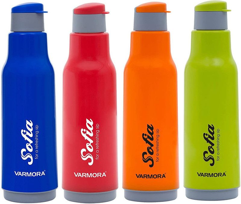 VARMORA Sofia 1L water bottle sf4 multicolour 1000 ml Bottle  (Pack of 4, Multicolor, Plastic)