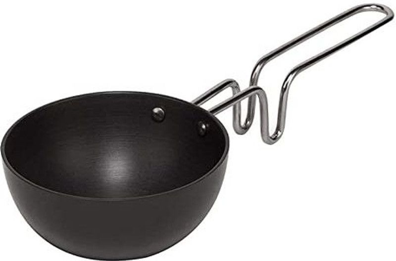 PIHET Tadka Pan / Spice Heating Pan / Fry Pan / thalipu karandi with Stainless Steel Tadka Pan 10 cm diameter with Lid 500 L capacity  (Aluminium, Non-stick, Induction Bottom)