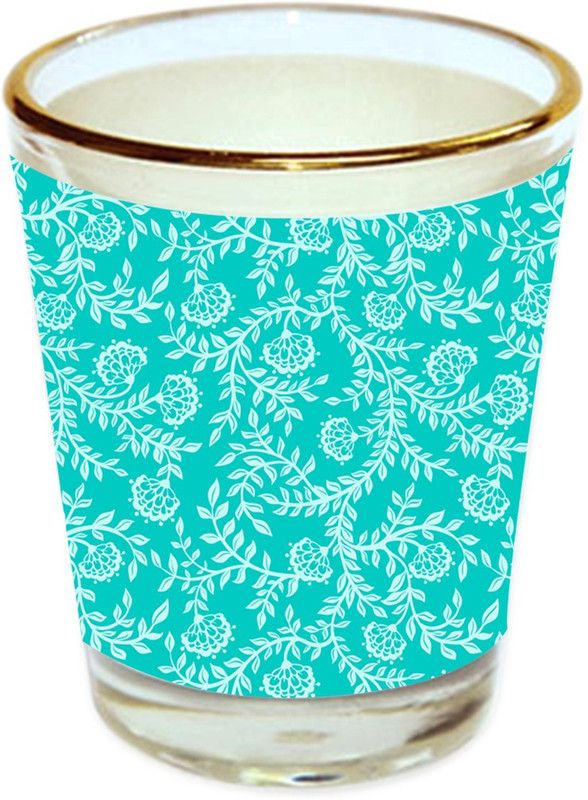 Sri Sai Shopping vodka shot glass multicolor floral design with golden rim for home and bar accessories 40ml (style-10356) Glass Shot Glass  (40 ml, Glass, Multicolor)