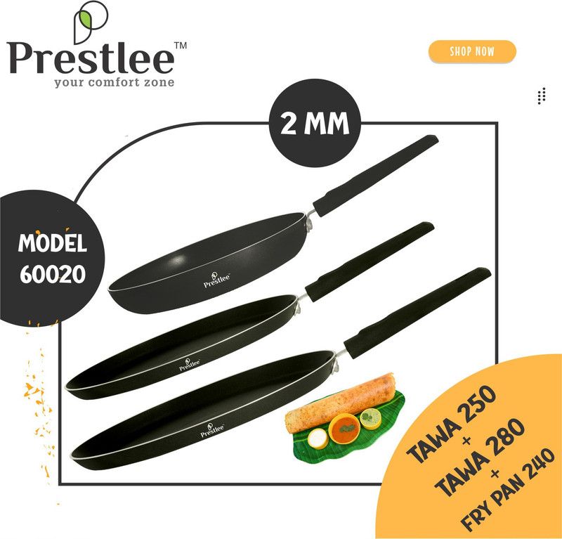 Sabari Prestle PNFT/60020 Non-Stick Coated Cookware Set/Flat Dosa Tawa/fry pan tawa Fry Pan 24 cm diameter 0.5 L capacity  (Aluminium, Non-stick)