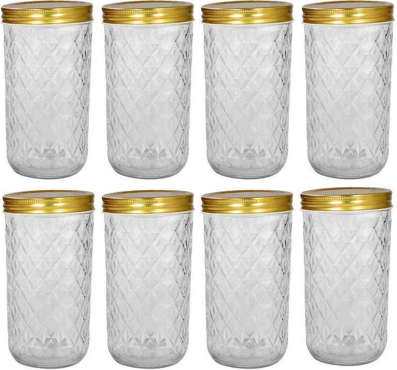 Miniature Mart Mason Glass Jar 320 ml 8 Combo - 320 ml Glass Utility Container  (Pack of 8, Clear)