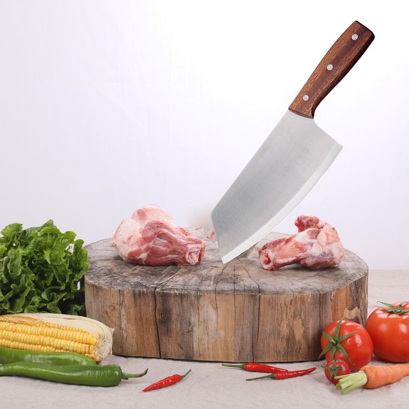 Lellow Premium Vegetable, Meat Cleaver- Butcher Knife with Wooden Finish Plastic Handle Stainless Steel Knife  (Pack of 1)