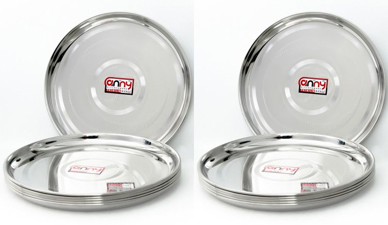Anny Stainless Steel Begi China Plates Set Of 12 (13 Inch) Dinner Plate  (Pack of 12)